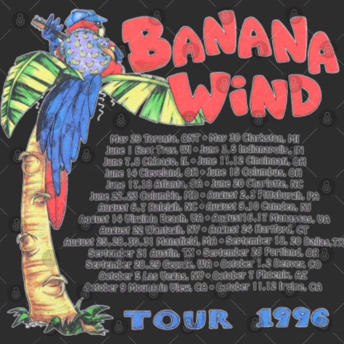 Vintage 1996 Jimmy Buffett Banana Wind &Amp; Parrot Tour T-Shirt 4