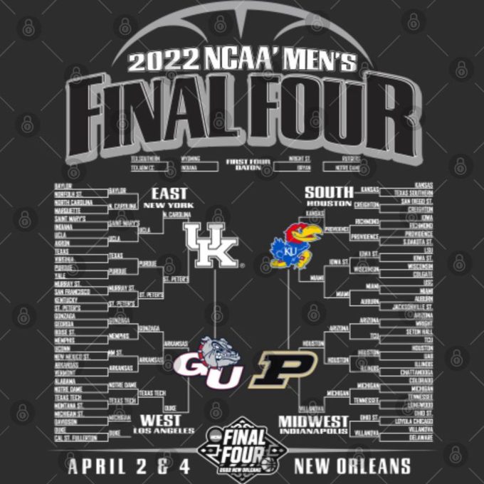 2022 Final Four Ncaa Basketball March Madness 4 Team Bracket T-Shirt 4