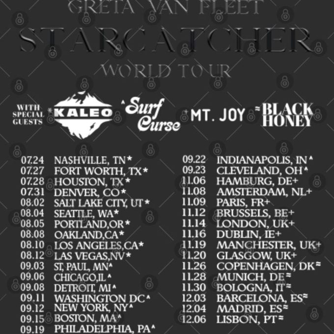 2023 Greta Van Fleet Starcatcher World Tour T-Shirt, Greta Van Fleet Tour 2023 T-Shirt 4