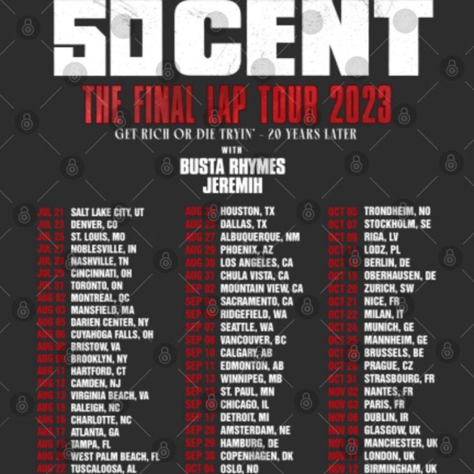 50 Cent Final Lap Concert Shirt - Official Fiftycent Tour 2023 Tee 4