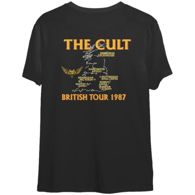 80S The Cult 1987 British Tour Hard Rock Concert Band Double-Sided T-Shirt 2