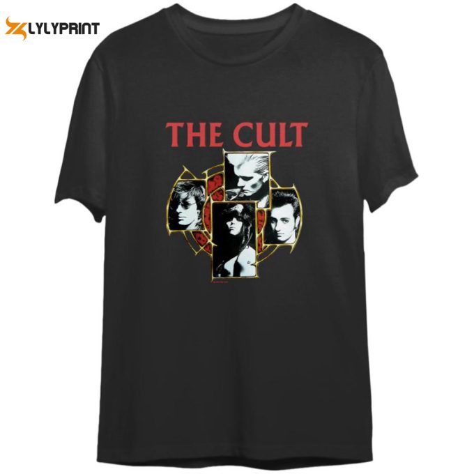 80S The Cult 1987 British Tour Hard Rock Concert Band Double-Sided T-Shirt 1