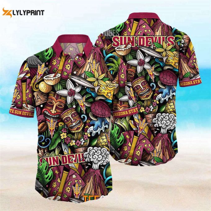 Arizona State Sun Devils Ncaa Mens Floral Special Design Hawaiian T-Shirt Gift For Men Women 1