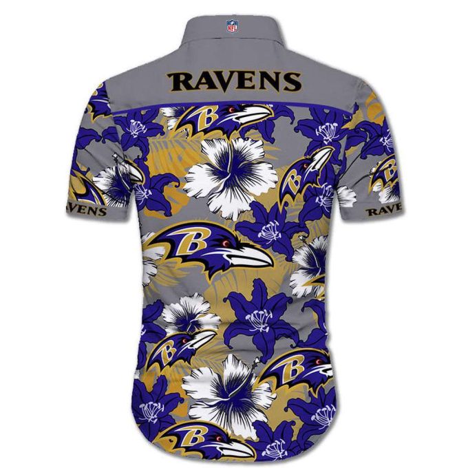 Baltimore Ravens Hawaiian Shirt Tropical Flower Short Sleeve 2