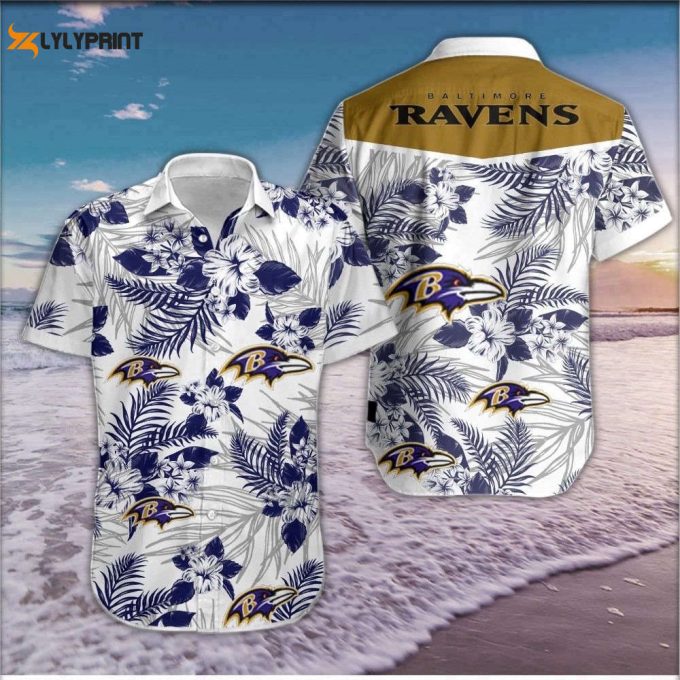 Baltimore Ravens Tropical Flower Hawaiian Shirt Sport Gift For Men Women 1