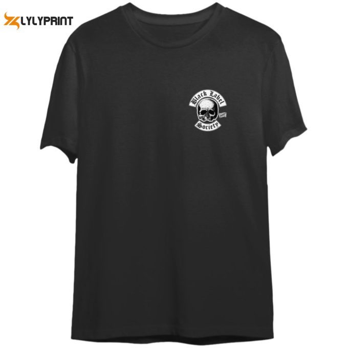 Black Label Society Skull Logo Pocket T-Shirt: Unisex Black Tee (Back Print) 1