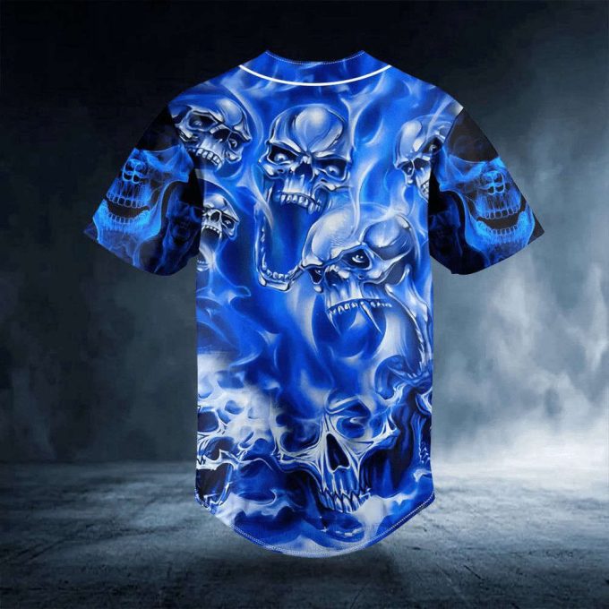 Blue Soul Eater Ghost Skull Custom Baseball Jersey For Men Women, Men'S Baseball Jersey For Men Women 3