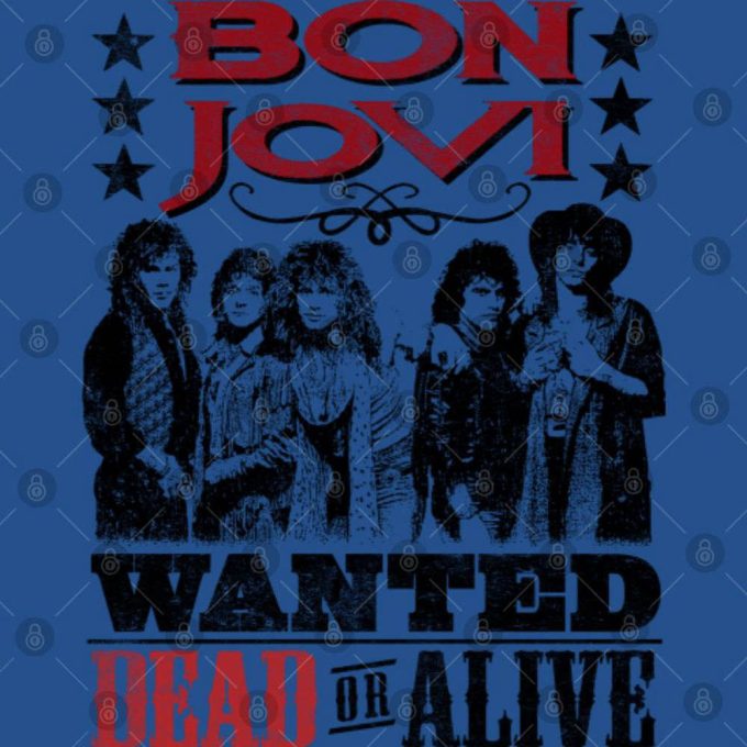 Bon Jovi Cowboy Tee: Wanted Dead Or Alive X2 Natural Adult T-Shirt - Trendy And Authentic 3