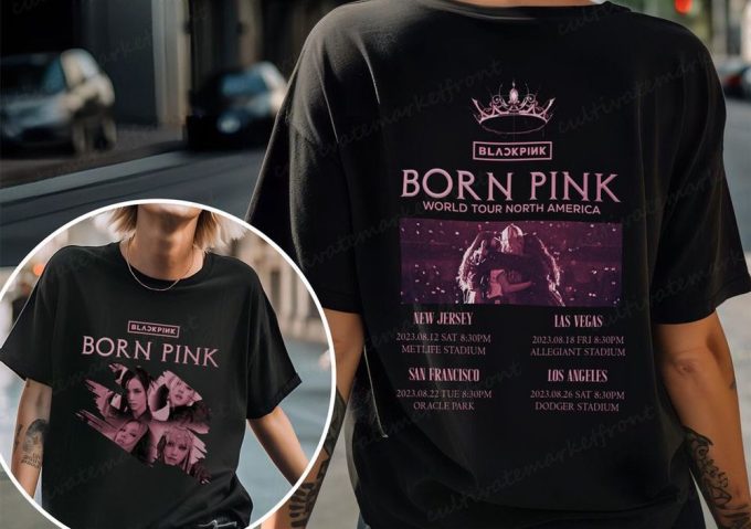 Born Pink 2023 Tour Doulbe-Sides Shirt, Blackpink World Tour T-Shirt, Black Pink Merch, Black Pink Concert Girls Outfit 5