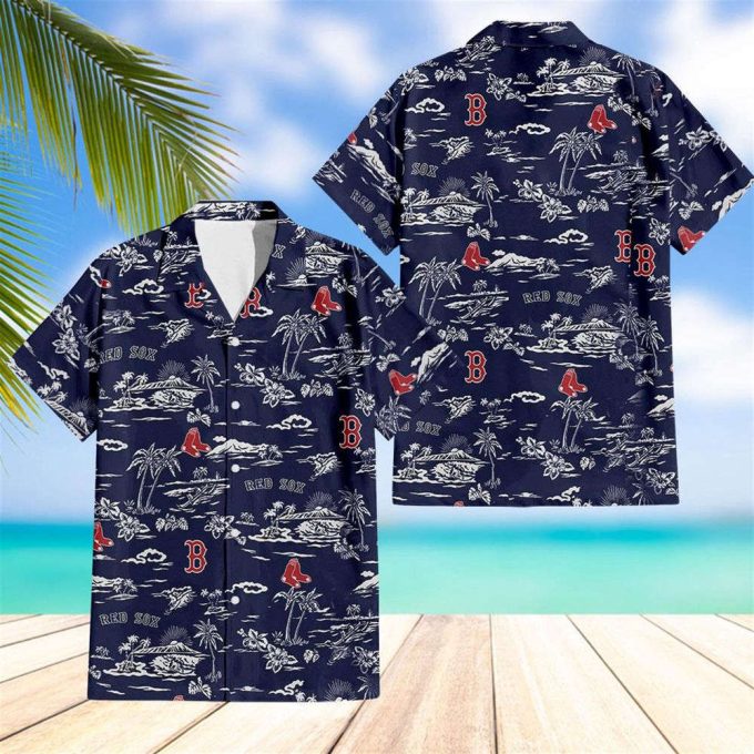 Boston Red Sox Palm Tree Hawaiian Aloha Shirt 2