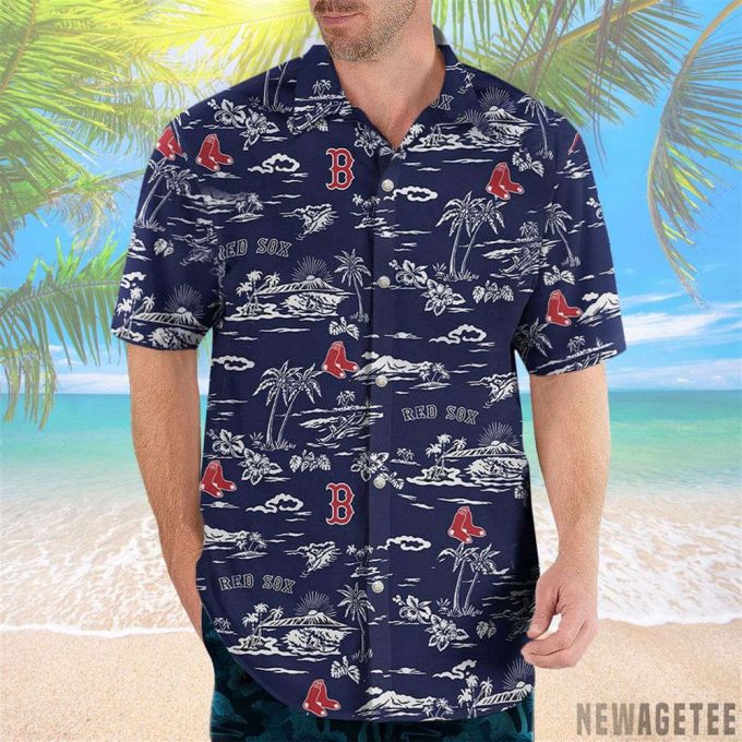 Boston Red Sox Palm Tree Hawaiian Aloha Shirt 3