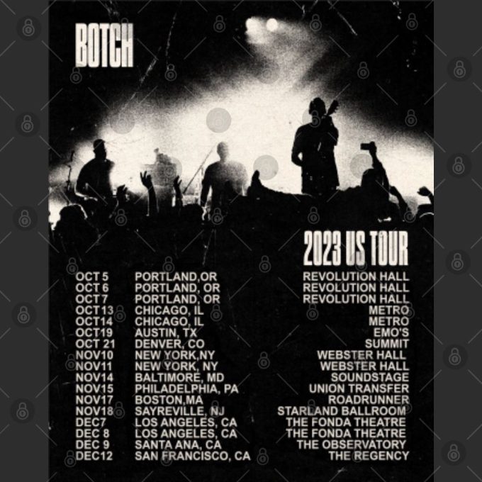 Botch Band 2023 Us Tour Double Sided T-Shirts: Dates &Amp; Designs