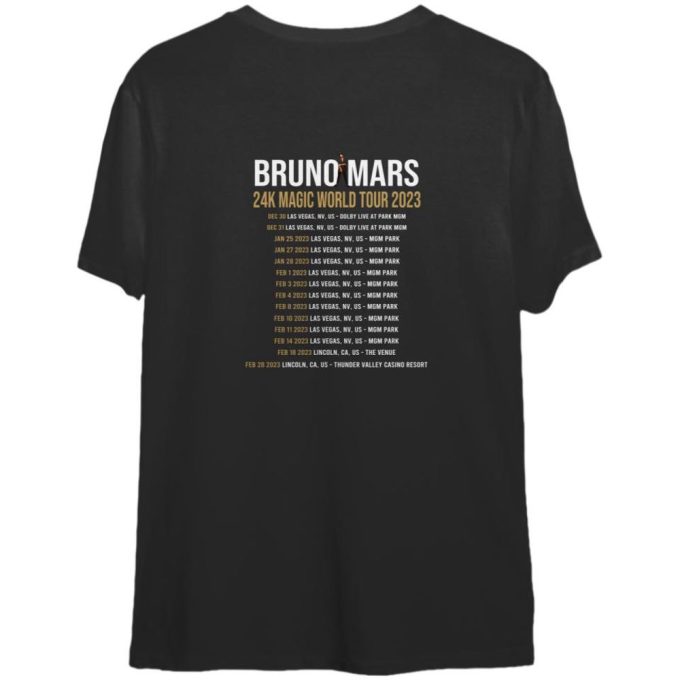 Bruno Mars 24K Magic Tour T-Shirt, Bruno Mars Music Shirt, Bruno Mars Concert 2023 Tshirt 2