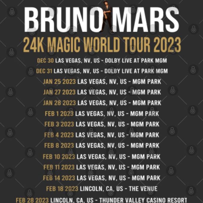 Bruno Mars 24K Magic Tour T-Shirt, Bruno Mars Music Shirt, Bruno Mars Concert 2023 Tshirt 4