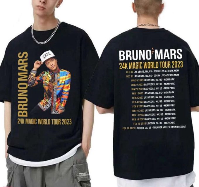 Bruno Mars 24K Magic Tour T-Shirt, Bruno Mars Music Shirt, Bruno Mars Concert 2023 Tshirt 5