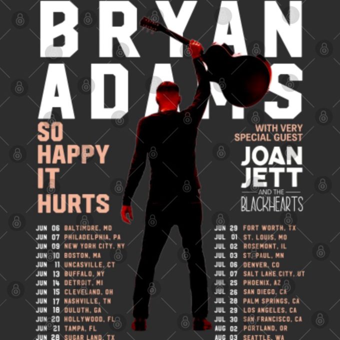 Bryan Adams Tour 2023 T-Shirt, So Happy Hurts Tour T-Shirt 4