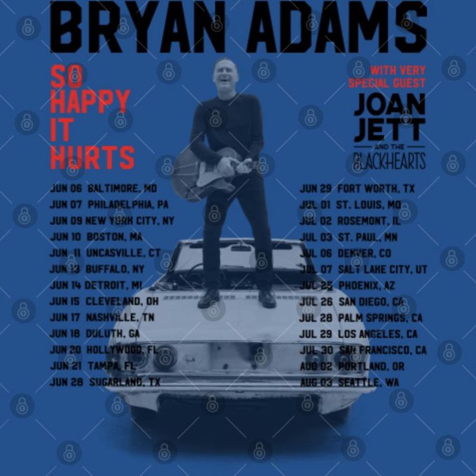 Bryan Adams Tour 2023 T-Shirt, So Happy Hurts Tour, Vintage Bryan Adams Shirt 4