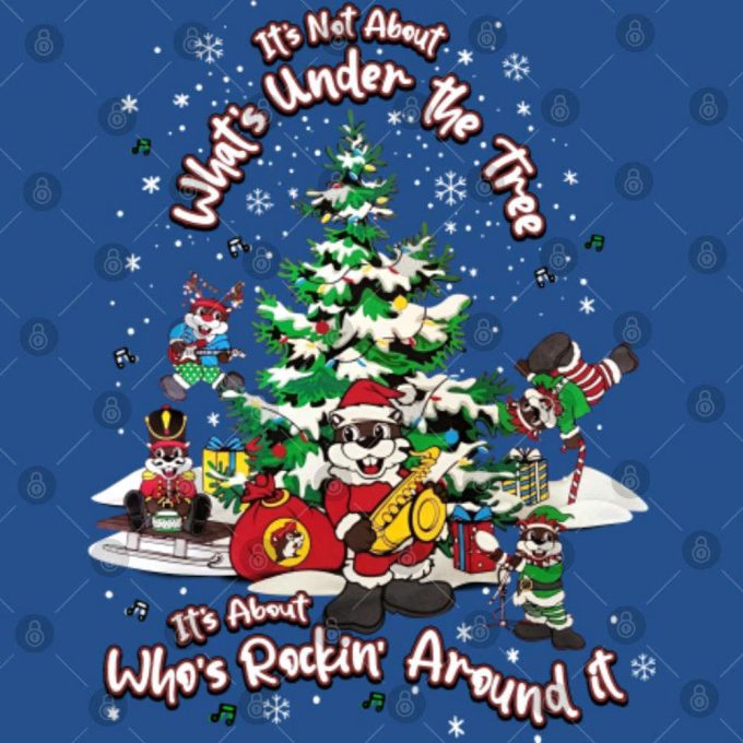 Buc-Ee'S Rock'In Around The Tree Christmas T-Shirt 4