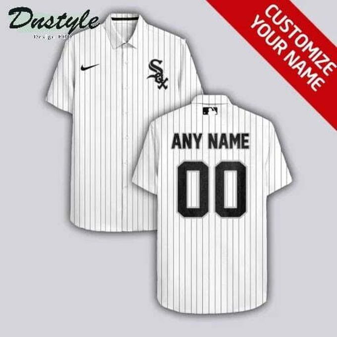 Chicago White Sox Personalized White Striped Hawaiian Shirt Gift For Fans 1