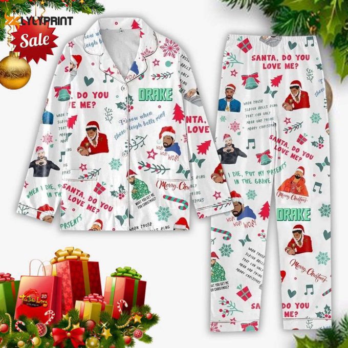 Christmas Drake Pajamas Set, Drake Rap Thick Pajamas, Drake Rapper Pyjamas 1