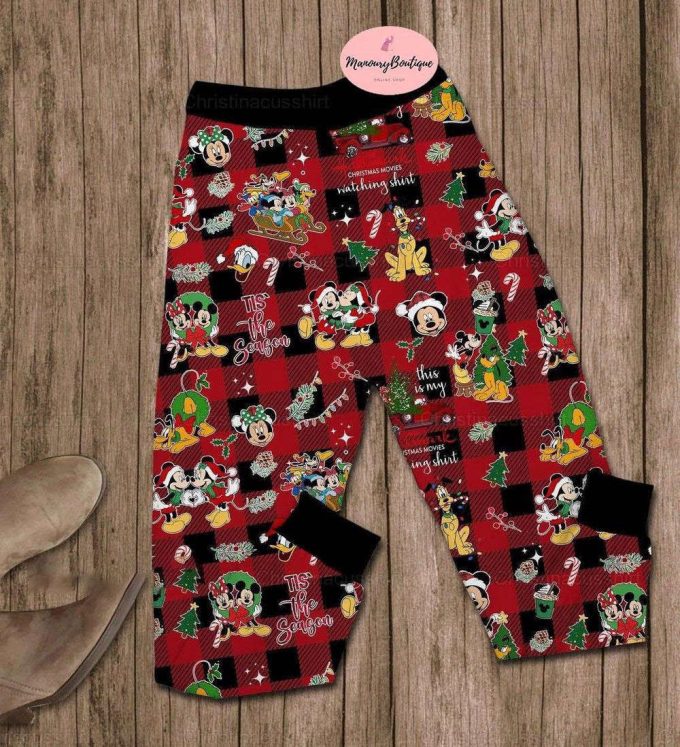 Christmas Micky Pajamas Set, Disney Micky Pyjamas, Santa Micky Pj Set Pants 4