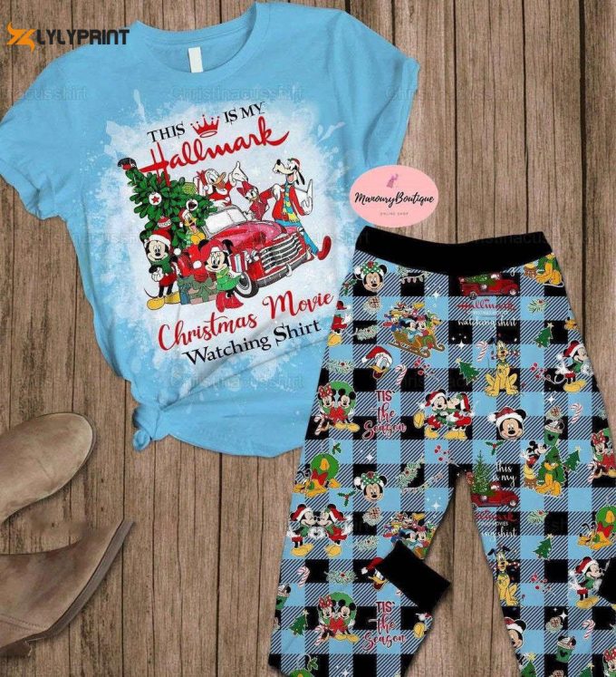 Christmas Micky Pajamas Set, Disney Micky Pyjamas, Santa Micky Pj Set Pants 1