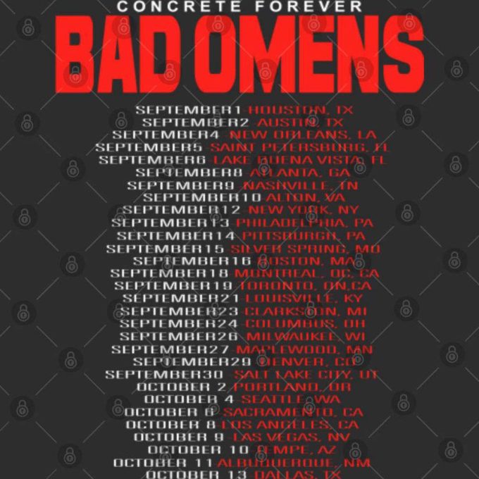 Concrete Forever Us Tour 2023 T-Shirt: Bad Omens Merchandise For Hardcore Fans 3