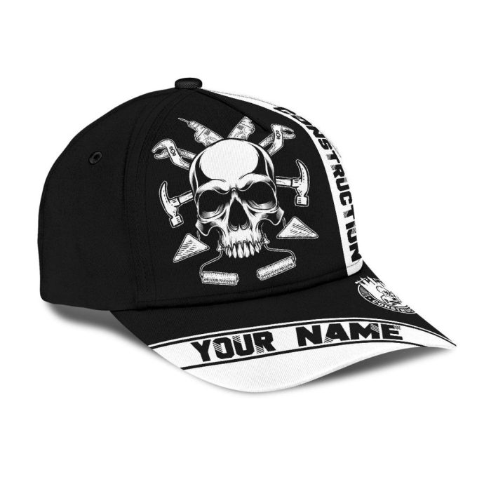 Personalized Construction Worker Cap: Custom Name Skull Baseball Cap - Perfect Gift! 2