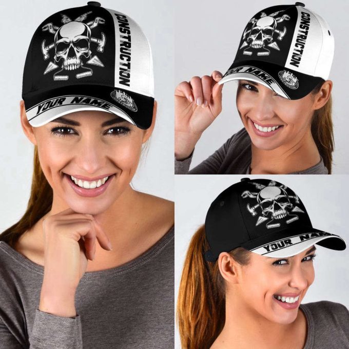 Personalized Construction Worker Cap: Custom Name Skull Baseball Cap - Perfect Gift! 5