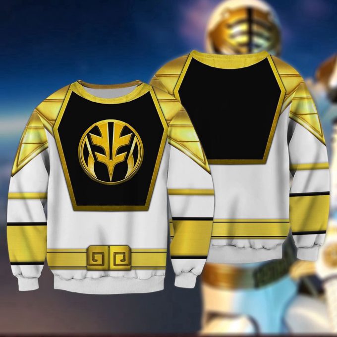 Costume White Ranger, Power Rangers Cosplay Costume 3D Hoodie 5