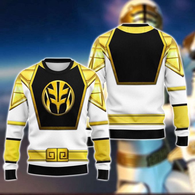 Costume White Ranger, Power Rangers Cosplay Costume 3D Hoodie 6