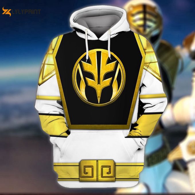 Costume White Ranger, Power Rangers Cosplay Costume 3D Hoodie 1