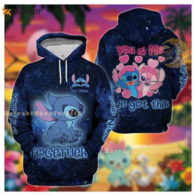 Couples Stitch And Angel Couple Hoodie 1