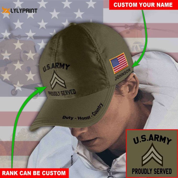 Custom Army Rank Us Amy Hat, Army Cap, Us Army Gifts All Over Printed 1