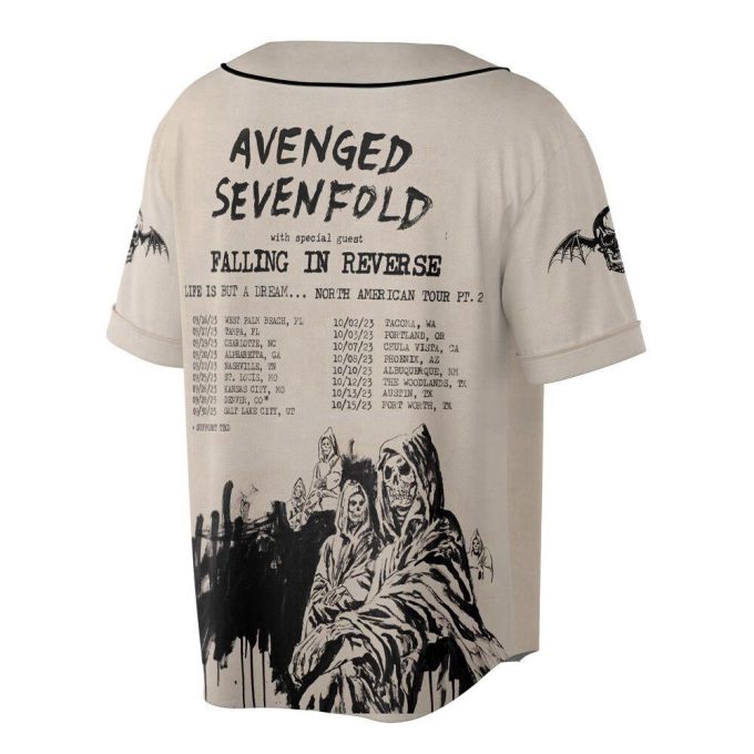 Custom Name Avenged Sevenfold Rock Baseball Jersey, Avenged Sevenfold Tour Shirt 2