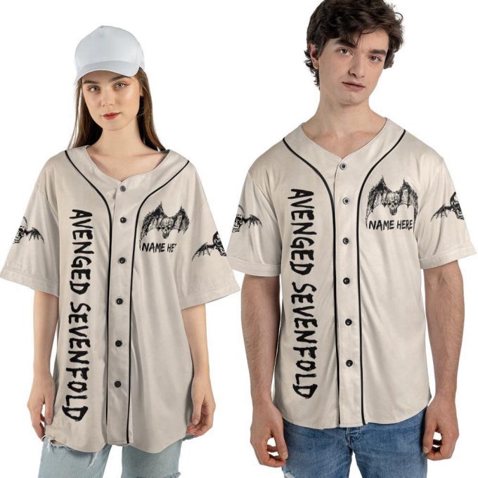 Custom Name Avenged Sevenfold Rock Baseball Jersey, Avenged Sevenfold Tour Shirt 3