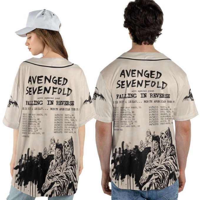 Custom Name Avenged Sevenfold Rock Baseball Jersey, Avenged Sevenfold Tour Shirt 4