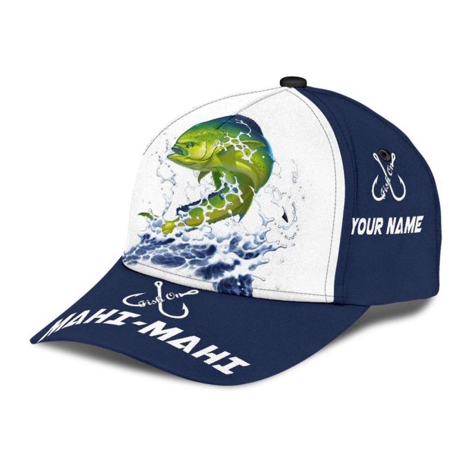 Custom Name Mahi-Mahi Fishing Hat Hook 3D Design Print Cap Printed Baseball Cap Gift 3
