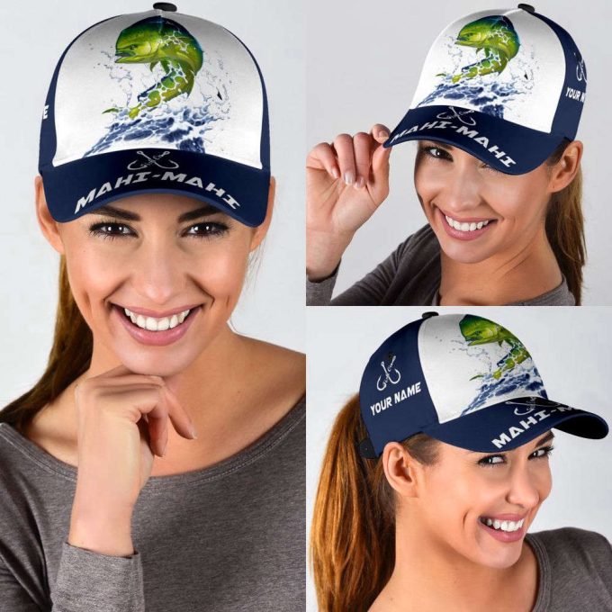 Custom Name Mahi-Mahi Fishing Hat Hook 3D Design Print Cap Printed Baseball Cap Gift 5