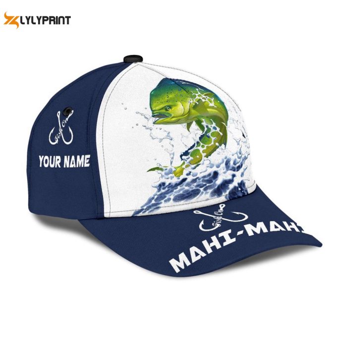 Custom Name Mahi-Mahi Fishing Hat Hook 3D Design Print Cap Printed Baseball Cap Gift 1