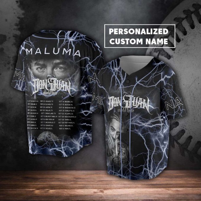 Custom Name Maluma 2023 Tour Baseball Jersey 4