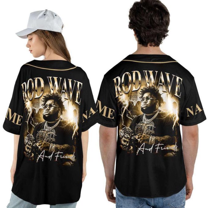 Custom Name Rod Wave 2023 Tour Baseball Jersey, Nostalgia And Friends Concert Tickets 4