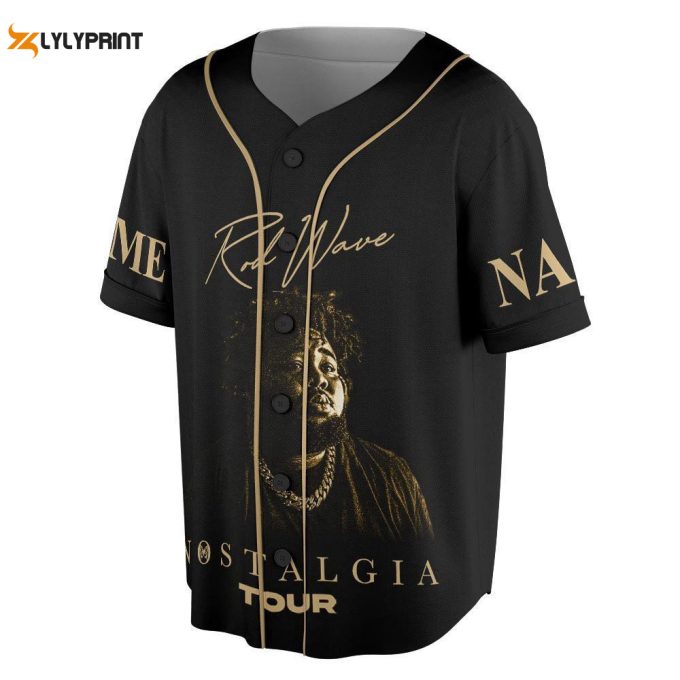 Custom Name Rod Wave 2023 Tour Baseball Jersey, Nostalgia And Friends Concert Tickets 1