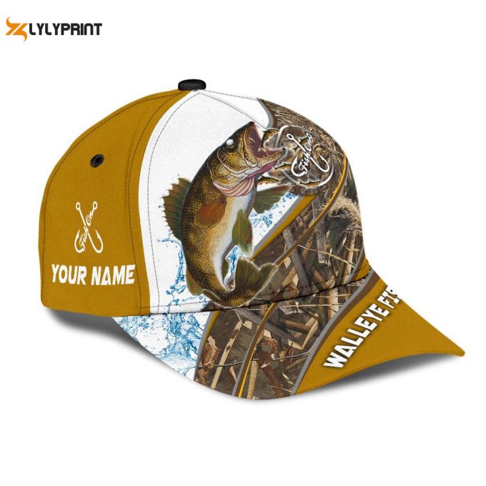 Personalized Walleye Fishing Hat With Custom 3D Design - Perfect Gift 1