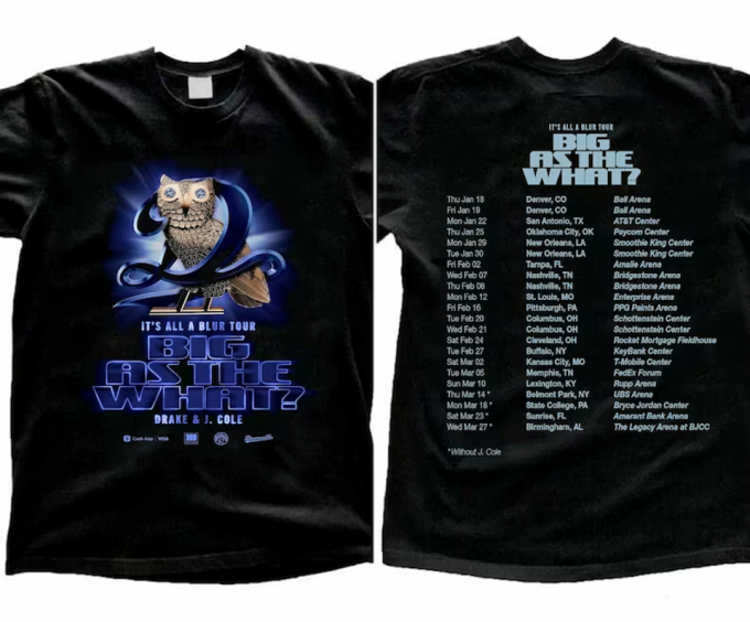 Drake And J. Cole Big As A What Tour 2024 Black T-Shirt 5