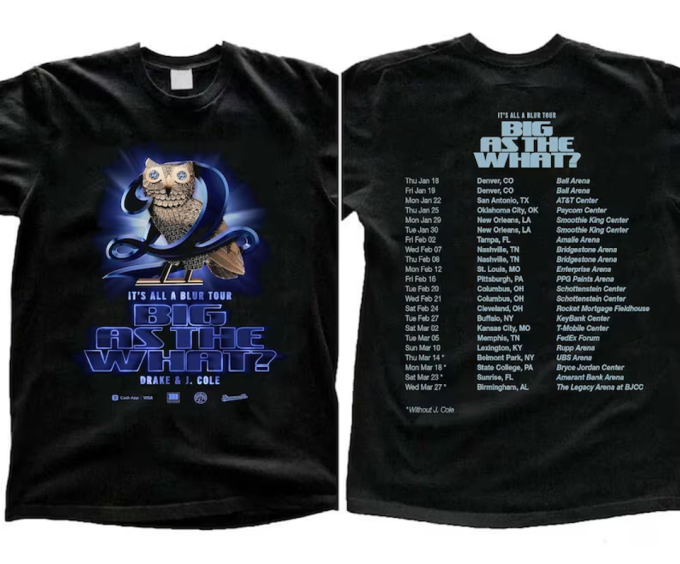 Drake And J. Cole Big As A What Tour 2024 Black T-Shirt 5