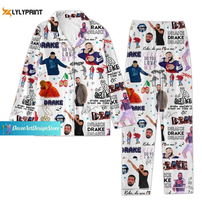 Drake Pajamas Set, Drake Rapper Pyjamas, Drake Tour Night Pajamas 1