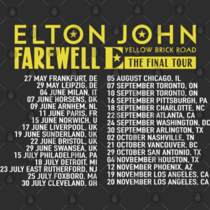 Elton John Farewell Tour 2023 Band Music Shirt Elton John Tour 2023 T-Shirt 3