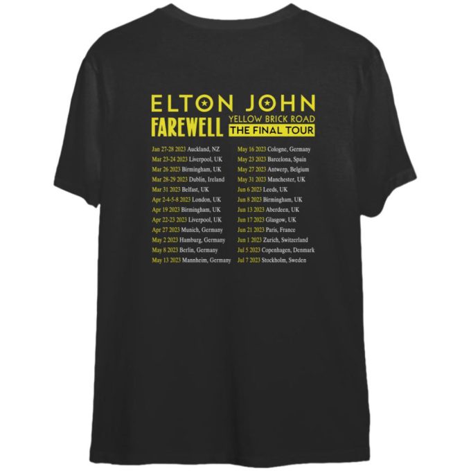 Elton John Goodbye Yellow Brick Road 2023 World Tour Double Side T-Shirt 2