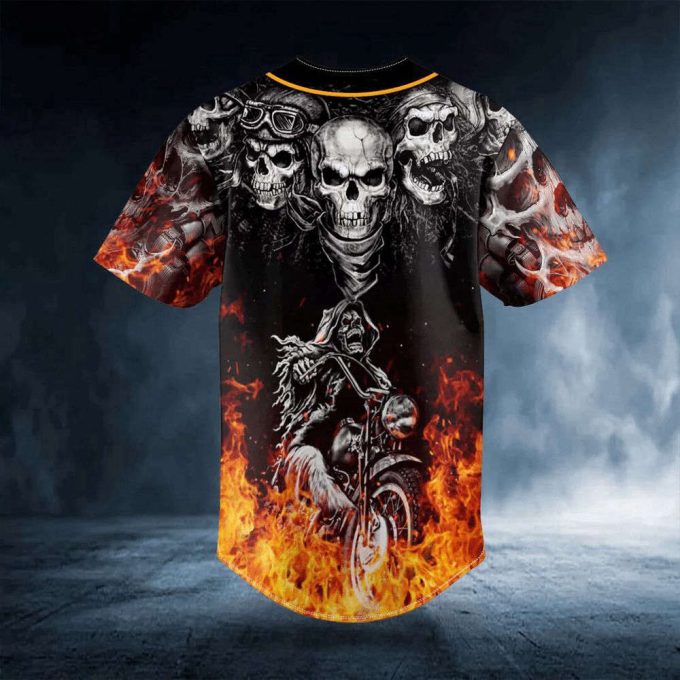 Fire Ghost Rider Biker Skull Custom Baseball Jersey For Men Women, Men'S Baseball Jersey For Men Women 3